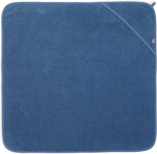 Jollein - Badcape - Blauw - 100% Badstof Katoen - Baby Handdoek met Badcape, Omslagdoek, Badponcho - 75x75 cm