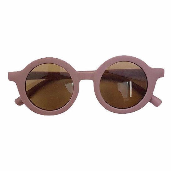 Kinderzonnebril - nieuw 2026 - rond model - UV400 protectie - Dark Pink - Oud Roze - Donker Roze - Bruine lens - 2 tot 6 jaar - Kinderen - Baby en Peuter - sunglasses - nieuwste kleuren 2026