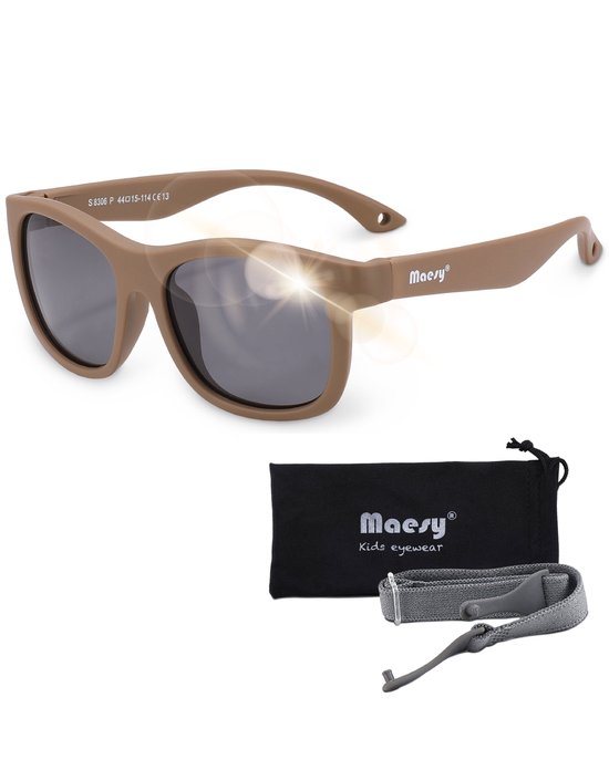 Maesy Baby Zonnebril Luca - 1 t/m 3 jaar - Elastiek - Flexibel - UV400 Bescherming - Zonnebril Kind - Taupe Bruin