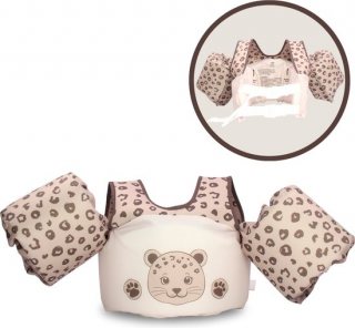 JT Products Puddle Jumper Panter – Zwembandjes – Zwemvest – Reddingsvest Kind - Kinderen van 2 tot 6 jaar - 15 tot 30 kg – Drijfvest – Zwemvleugels – Zwemmen – Swimtrainer – Zwemgordel – Zwemkurk - Verstelbaar – Beige – Dubbele Sluiting – One Size