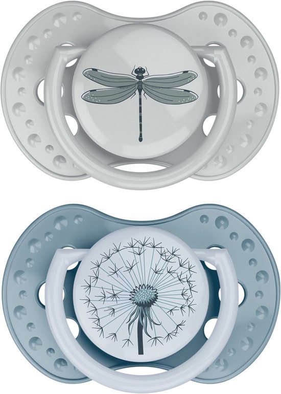 Difrax LOVI Dynamische Fopspeen - 6 tot 18 Maanden - Blauw & Groen - 2 Stuks