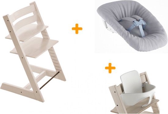 Stokke Tripp Trapp kinderstoel - White wash + Newbornset + babyset!!