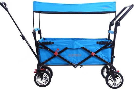 Blauwe opvouwbare tuintrolley - FUXTEC Easy Cruiser - laadvermogen 75 kg