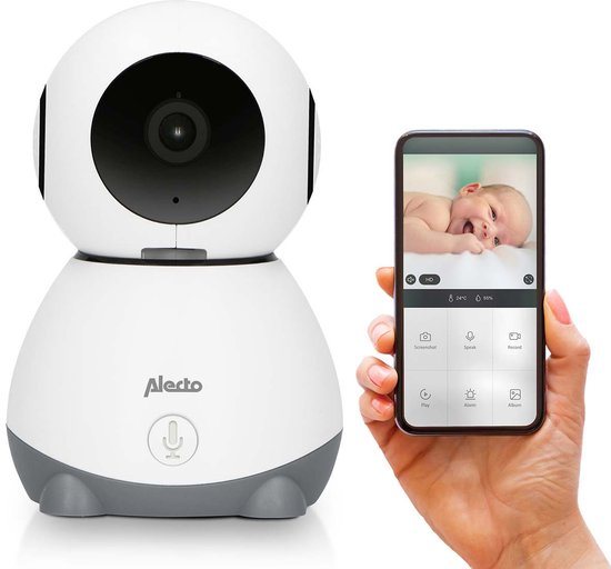 Alecto Wifi Babyfoon met Camera en App - Full HD - Op afstand beweegbaar - Melding bij beweging en geluid - SMARTBABY10 - Wit