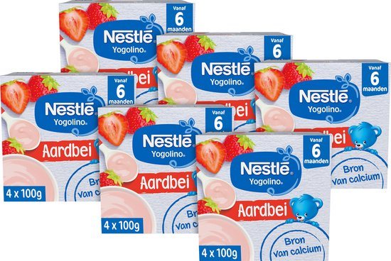 Nestlé Yogolino aardbei - babytoetje - 6 stuks 4 x 100g (24 porties)
