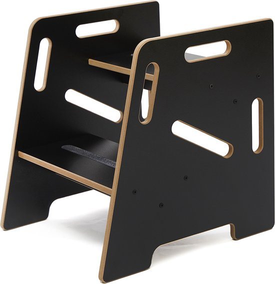 Minera Opstapjes Montessori - Leertoren - Learning Tower - keukentoren - hout WC Krukje - Antislip Opstapje - Leertoren kids - Toilet Krukje - Zwart krukje