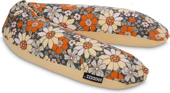 Snoozzz Voedingskussen Premium Kwaliteit - 185 cm – Microparel Vulling – Luxe Draagtas – Wasbare Hoes - Sunflower