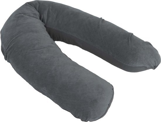 Prénatal Voedingskussenhoes - Borstvoedingskussenhoes - Zwangerschapskussenhoes - Velvet Rib - Grijs - 17x34cm