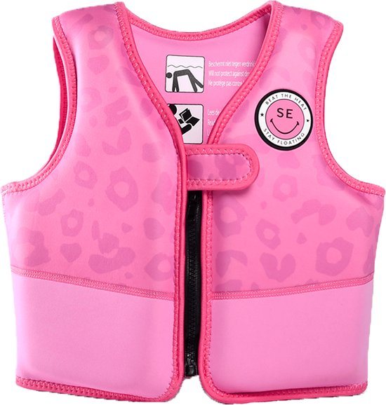 Swim Essentials | Roze Panterprint Zwemvest 4-6 jaar