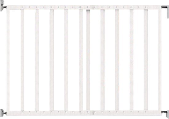 Noma Houten Uitschuifbaar Schroefhekje | Traphek Met Boren | Veiligheidshek met Muurbevestiging | 64 tot 100cm | Kleur Wit