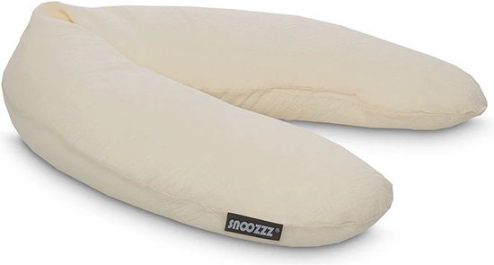 Snoozzz Voedingskussen Premium Kwaliteit - 185 cm – Microparel Vulling – Luxe Draagtas – Wasbare Hoes - Champagne