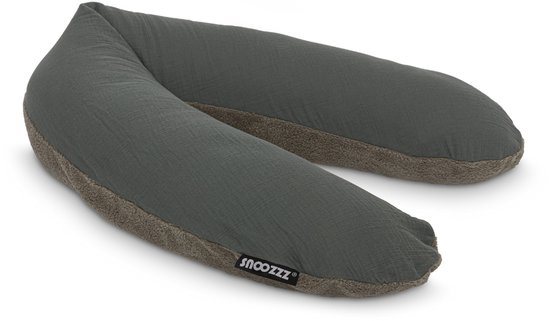 Snoozzz Voedingskussenhoes - Hoes voor voedingskussen zwangerschapskussen - 185 cm - Zachte teddy met katoen - Teddy Olive