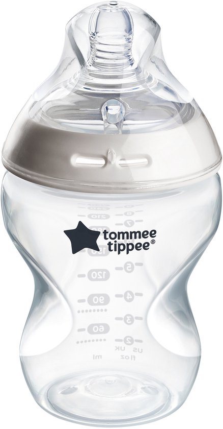 Tommee Tippee Natural Start Babyflessen, 0m+, babyflessen set van 1, 260ml, speen in de vorm van een borst voor een natuurlijke zuigwijze, lage stroomsnelheid, zelfsteriliserend en BPA-vrij, Baby Feeding Essentials