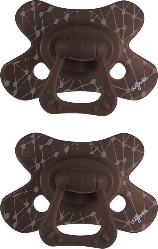 Difrax Natural Fopspeen - 6 tot 12 Maanden - Donkerbruin - 2 Stuks