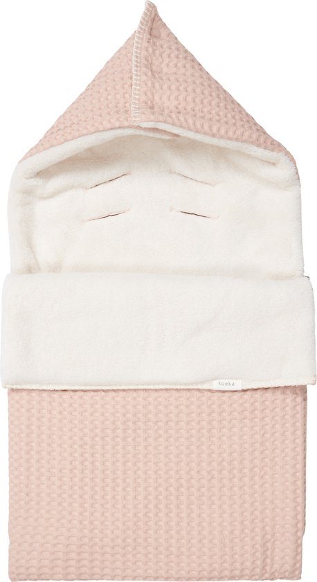 Koeka Oslo voetenzak voor autostoel 0+ - wafelstof met teddy - roze