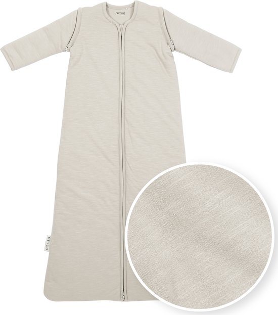 Meyco Baby Slub baby slaapzak met afritsbare mouwen - greige - 70cm - 2.5 TOG
