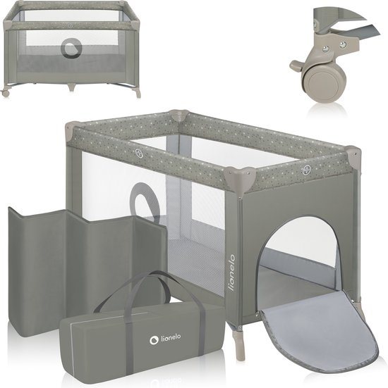 Campingbedje 3 in 1 - Baby Bed / Inklapbare Box / Reisbedje - 60x120 cm - 0-36 maanden / tot 15 kg - MET comfort MATRAS - Zij-ingang met rits - Wielen - Transporttas - Lionelo Stefi Babybed Babybox Ledikant
