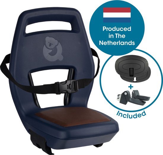 Qibbel Junior 6+ Fietsstoeltje Achter Bagagedrager bevestiging - Quick Connect - Fietszitje - Navy Blue - inclusief voetbeschermingsplaten en voetsteunen