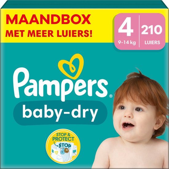 Pampers - Baby Dry - Maat 4 - Maandbox - 210 stuks - 9/14 KG