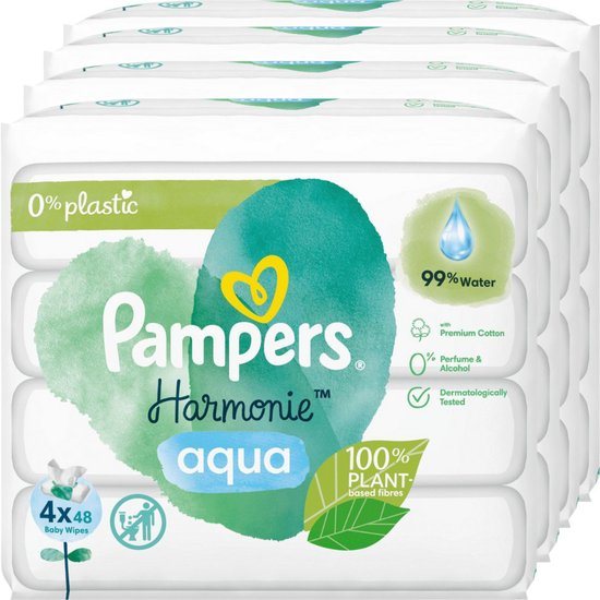 Pampers Harmonie Aqua babydoekjes - 768 billendoekjes - 16 x 48 doekjes - 0% plastic
