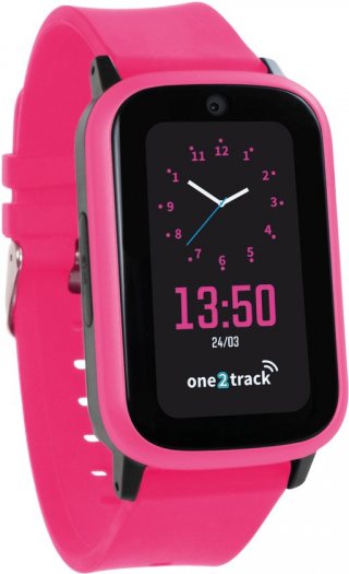 One2track Connect UP roze | GPS horloge voor kinderen | Bekijk de locatie van je kind. Stel veilige zones in. En videobellen met de leukste smartwatch voor kinderen
