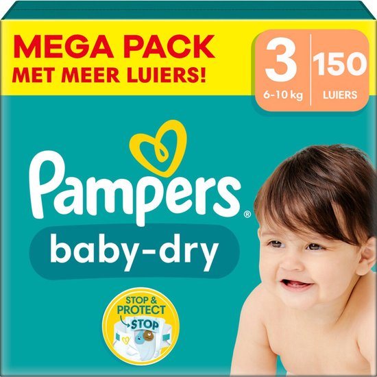 Pampers - Baby Dry - Maat 3 - Mega Pack - 150 stuks - 6/10 KG