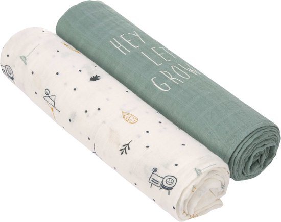 Lässig Hydrofiele luier swaddle doek 120x120cm XL Garden Explorer boys 2 stuks