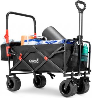 Gooala® Bolderkar - Tot 120KG - 120L - Opvouwbaar - met Duwstang & Veiligheidsremmen