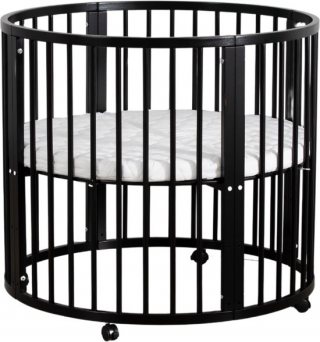 Buxibo Baby Box - Grondbox - Speelbox - Playpen - Kinderbox - Rond - Inclusief Matras - Op Wielen - 92x92x80.5cm - Zwart