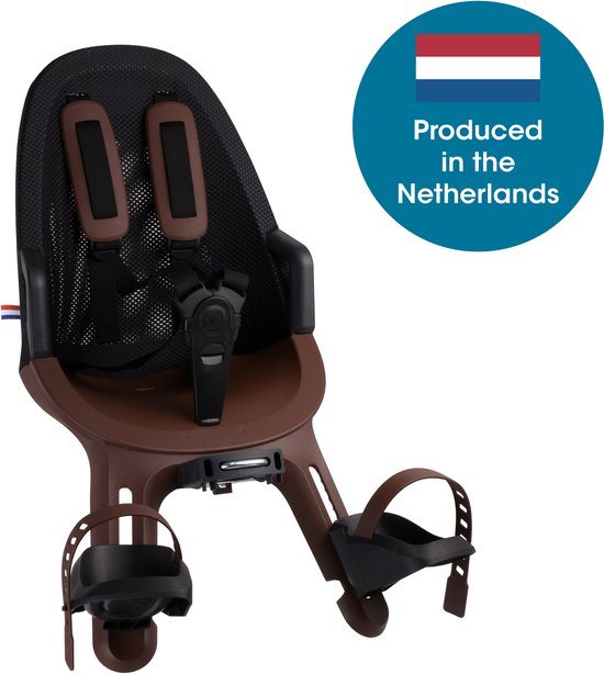 Qibbel Air Fietsstoeltje Voor - Bruin - Stuurpenbevestiging - Voorzitje - Fietszitje - Stuur
