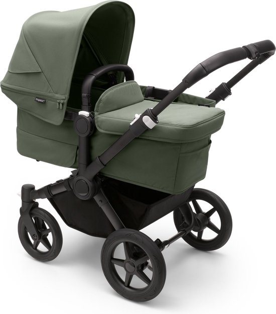 Bugaboo Donkey 5 Mono, om te toveren tot duokinderwagen waarin je kindjes naast elkaar zitten, Zwart/Forest Green