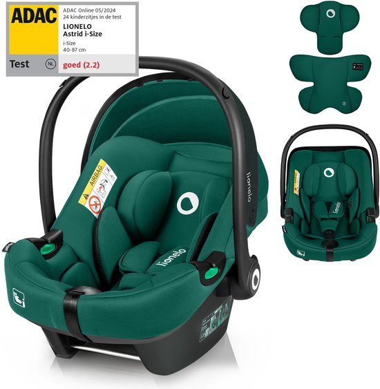 Lionelo Astrid i-Size Autostoel – ADAC 5-sterren – 40-87 cm – RWF – Memory Foam – Verstelbare hoofdsteun (7 cm) – Holmbergs gordels – Compatibel met ISOFIX-base & kinderwagen – i-Size norm – Licht & veilig