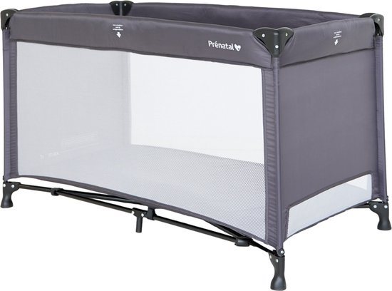 Prénatal Basis Campingbedje met Bodem matras - Inclusief Draagtas - Baby Campingbed - 120 x 60 cm - Grijs