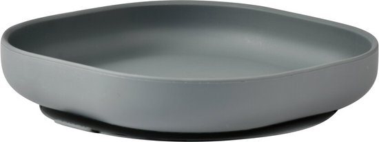 Béaba Siliconen Bord – Plat Bord met Zuignap – Onbreekbaar & Vaatwasserbestendig Kinderbord – Grijs