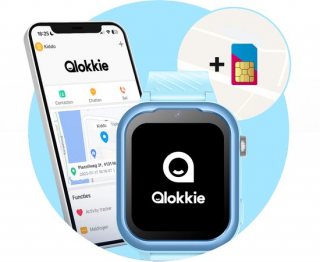 Qlokkie Kiddo Pro - GPS horloge kind - Smartwatch kinderen - GPS tracker kind met nauwkeurige locatiebepaling - GPS horloge kind met simkaart - Stel veilige zones in - SOS functie - Whatsapp - Blauw