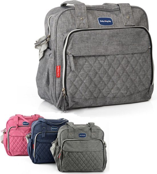 Luiertas Rugzak - Baby Verzorgingstas - Incl. Verschoningsmatje en Flessenhouder - Vakken - Jongens - Meisjes - Grijs
