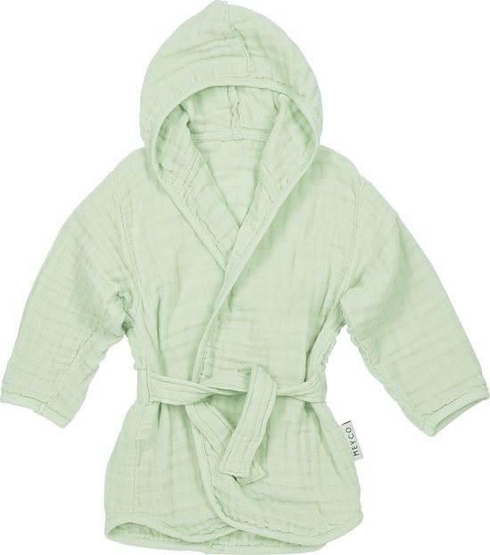 Meyco Baby Uni badjas - pre-washed hydrofiel - soft green - 86/92
