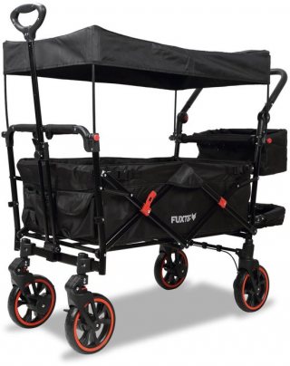 Inklapbare tuintrolley Zwart - FUXTEC Premium Cruiser - belastbaar tot 75 kg