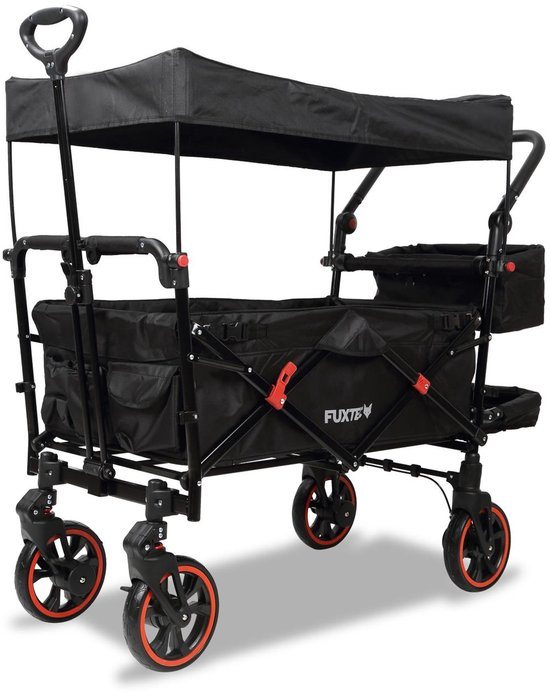 Inklapbare tuintrolley Zwart - FUXTEC Premium Cruiser - belastbaar tot 75 kg