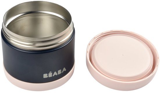 Béaba Thermo-Portie - Thermosfles & Geïsoleerd Potje - RVS - 500 ml - Lekvrij & Duurzaam - Roze/Blauw