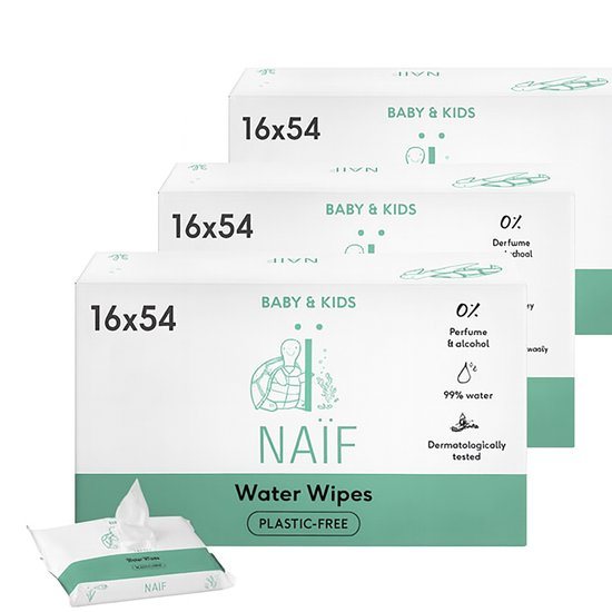 Naïf - XXL Water Billendoekjes - 2.592 doekjes (48 stuks x 54 doekjes)