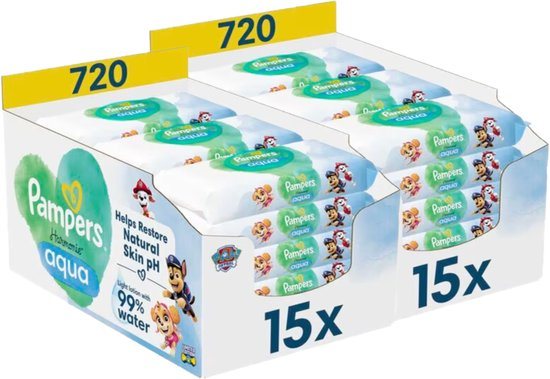Pampers - Harmonie Aqua - Billendoekjes - Paw Patrol - 30 x 48 stuks (1440 doekjes)