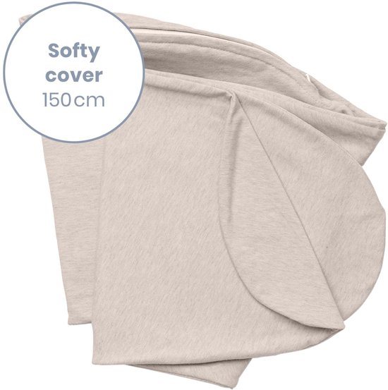Doomoo Softy Hoes – Vervanghoes voor Voedingskussen Softy – Biologisch katoen – 150 cm – Chiné Sand