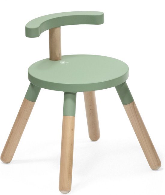 Stokke MuTable stoel, Clover Green - 2023 herontwerp - verstelbare zithoogte en afneembare rugleuning - gemaakt van beukenhout - voor kinderen van 1,5 tot 8 jaar