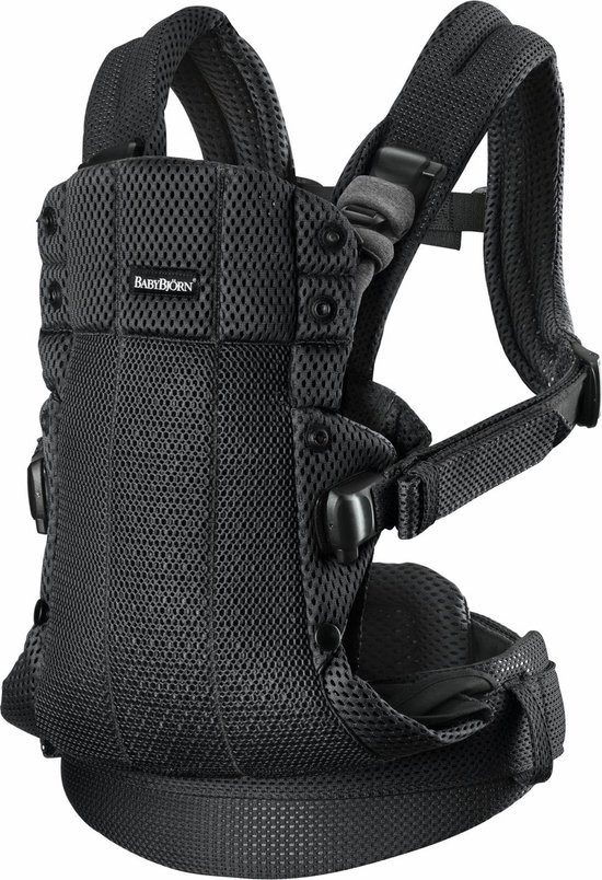 BabyBjörn Draagzak Harmony - 3D Mesh - Zwart - Buikdrager - Rugdrager – Ergonomisch – Zachte details