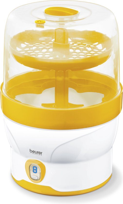 Beurer BY 76 Flessensterilisator - Elektrisch - Stoom/damp - LED display - Afteltimer met optisch & akoestisch signaal - Tot 6 flesjes tegelijk - Automatische uitschakeling - Incl. tang en maatbeker - 3 Jaar garantie