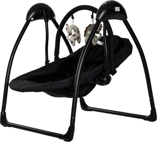 Qute Schommelstoel Q-Swing Zwart Giraffe / Zwart Frame