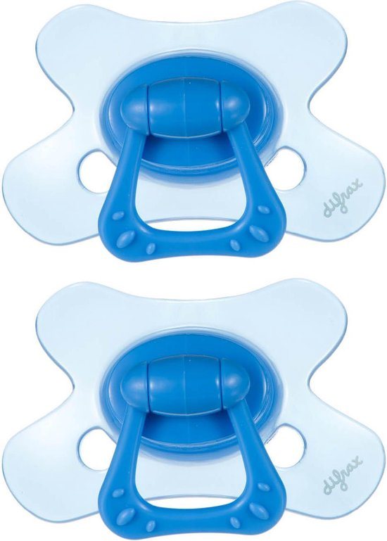 Difrax Natural Fopspeen 6+ Maanden - Blauw - 2 Stuks, Siliconen Speen, Gemakkelijk te Accepteren