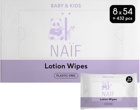 Naïf - Plasticvrije Lotion Billendoekjes - 432 doekjes (8 stuks x 54 doekjes)