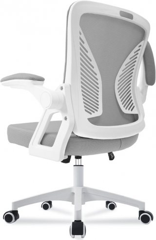Milacyee Bureaustoel - Ergonomische Bureaustoel – Verstelbare Gaming/Computerstoel met Mesh Rug & Lendensteun – 90° Opklapbare Armleuningen – Directiestoel met Stille Wieltjes – Tot 150 kg Belasting - Grijs - Geschikt voor thuiswerk en kantoor